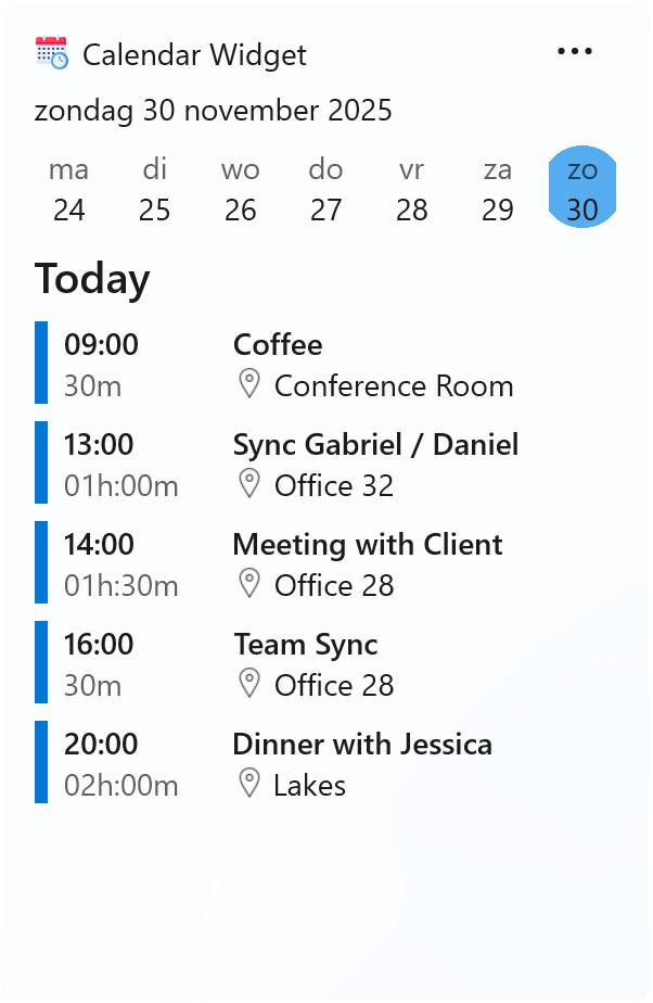 Calendar widget